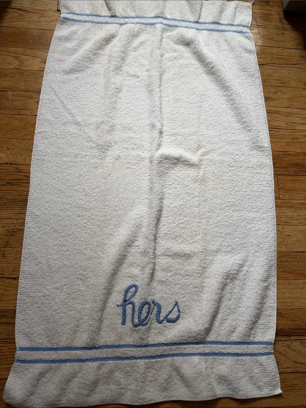 Vintage His and Hers Bath Embroidered Towels